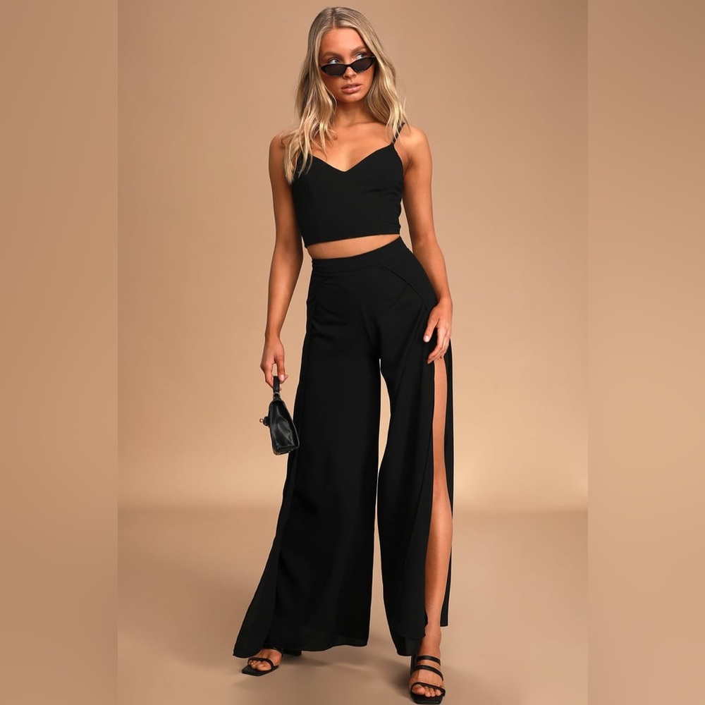 NEW - Lulus - Out Tonight Black Two-Piece Jumpsuit M